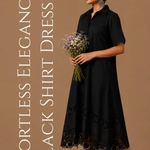 Black Cotton Shirt Dress