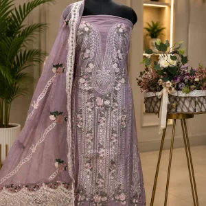 Lavender Lawn Cotton Suit with Kota Doria Dupatta