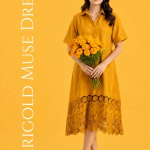 Yellow Cotton Shirt Dress