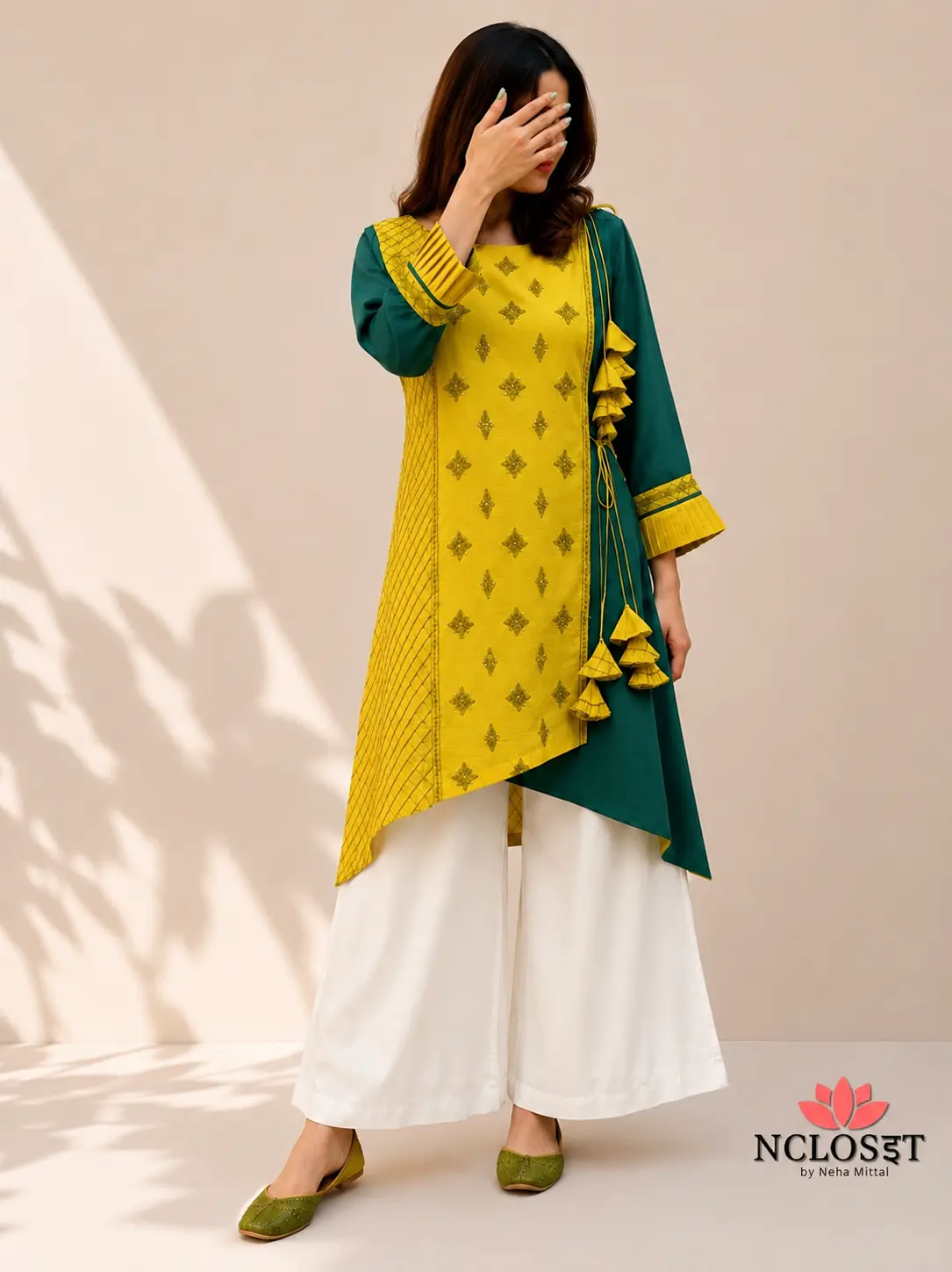 Yellow Angrakha kurti