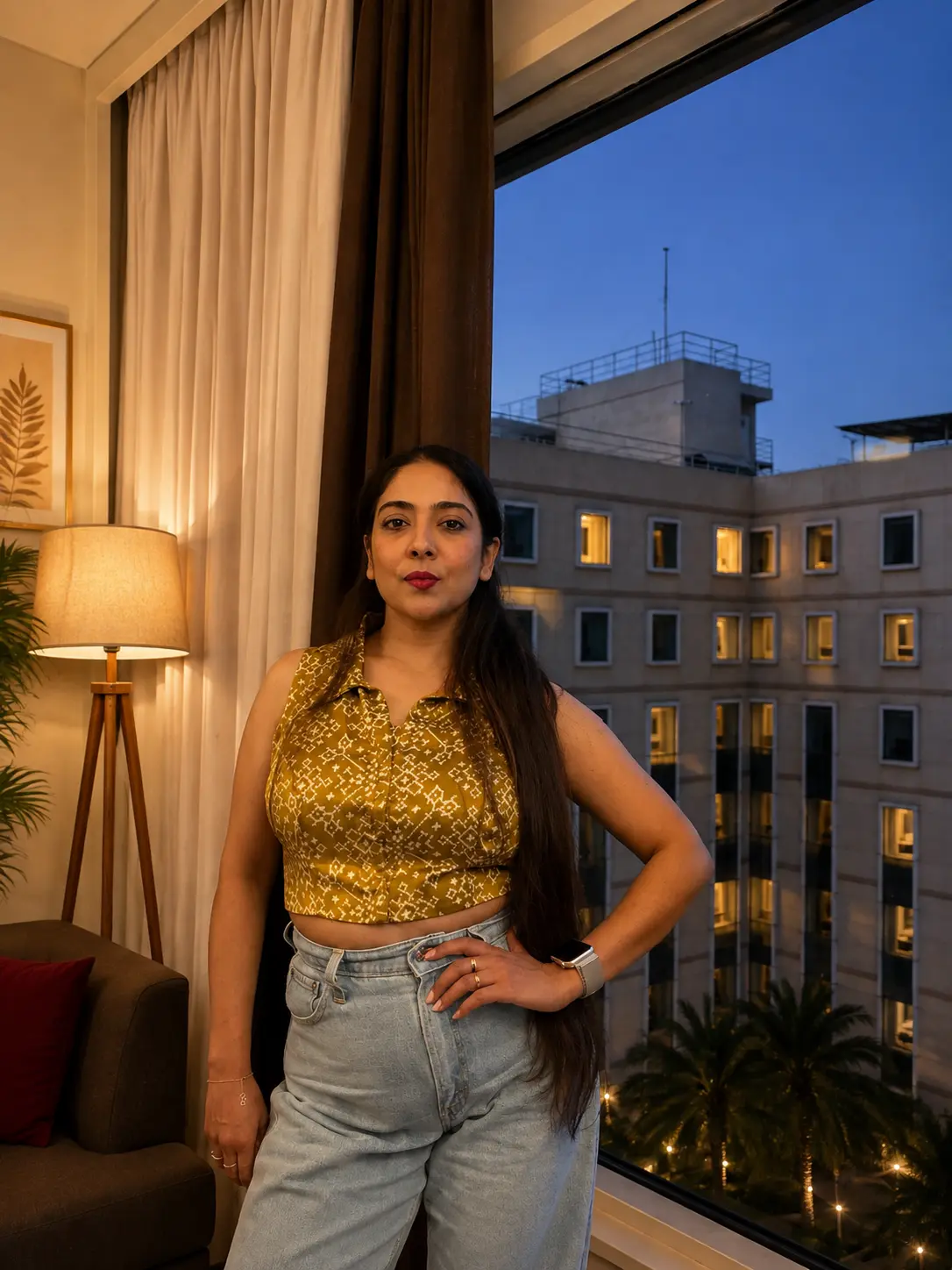 Gaji Silk Yellow Crop Top