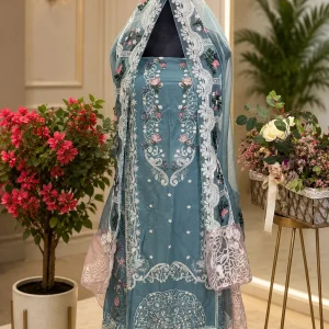 Green Lawn Cotton Suit with Kota Doria Dupatta