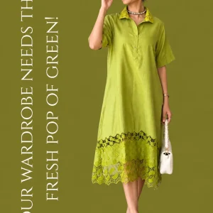 Green Cotton Shirt Dress